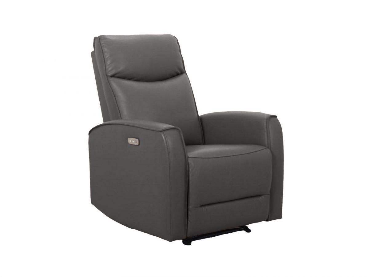 Malta | כורסת טלוויזיה חשמלית מעור בעיצוב מודרני ד״ר גב - חשמלי אפור  - אשריאן | ASHERIAN