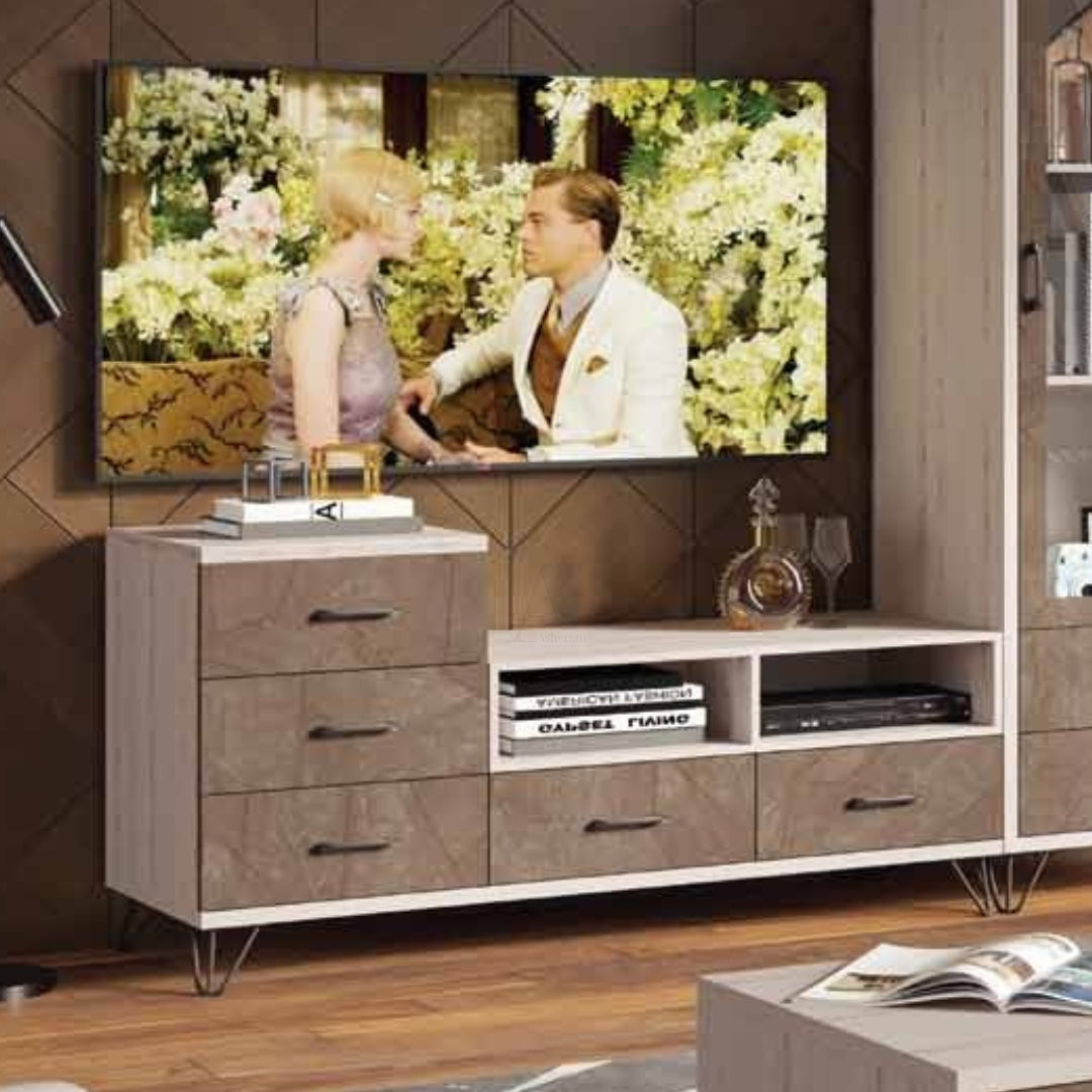 M145 | מזנון קטן לסלון עם מגירות ותאים פתוחים -    - אשריאן | ASHERIAN