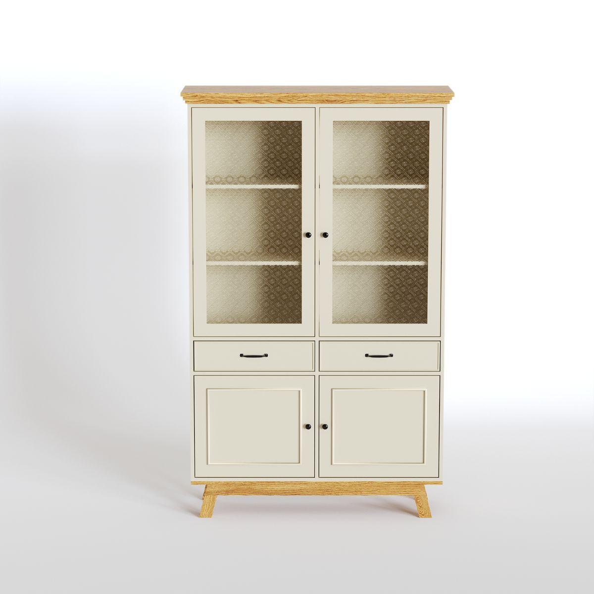 MEVEN | ויטרינה כפרית גבוהה עם דלתות זכוכית סבתא ומגירות - 90 ס״מ - ארון