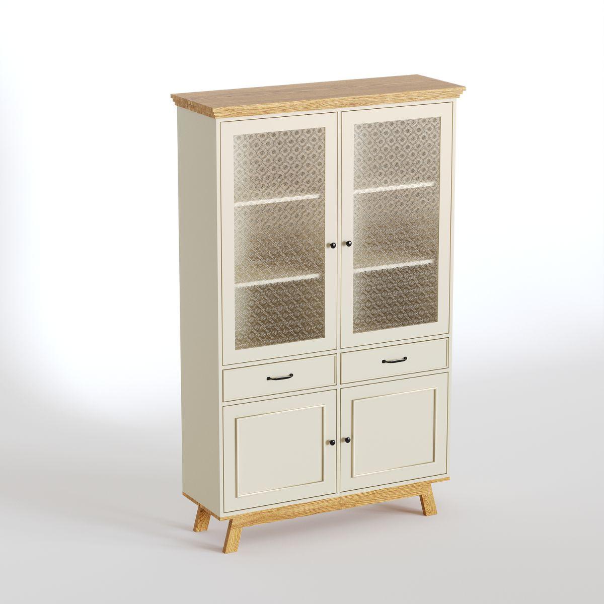 MEVEN | ויטרינה כפרית גבוהה עם דלתות זכוכית סבתא ומגירות - 90 ס״מ - ארון