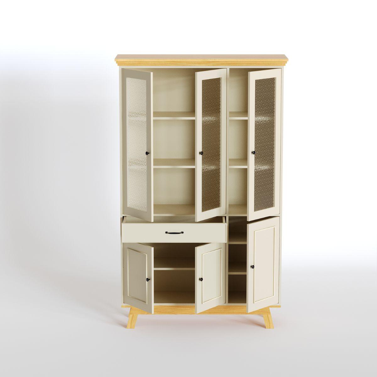 MEVEN | ויטרינה כפרית גבוהה עם דלתות זכוכית סבתא ומגירות - 90 ס״מ - ארון