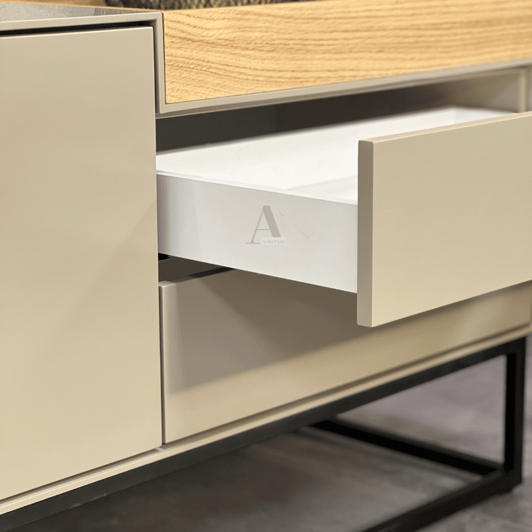 ANDY | מזנון מודרני לסלון עם דלתות שקועות ומגש פתוח -    - אשריאן | ASHERIAN