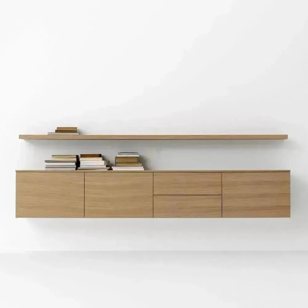 NATURAL | מזנון צף לסלון בגווני עץ בחלוקה רחבה עם מגירות -    - אשריאן | ASHERIAN