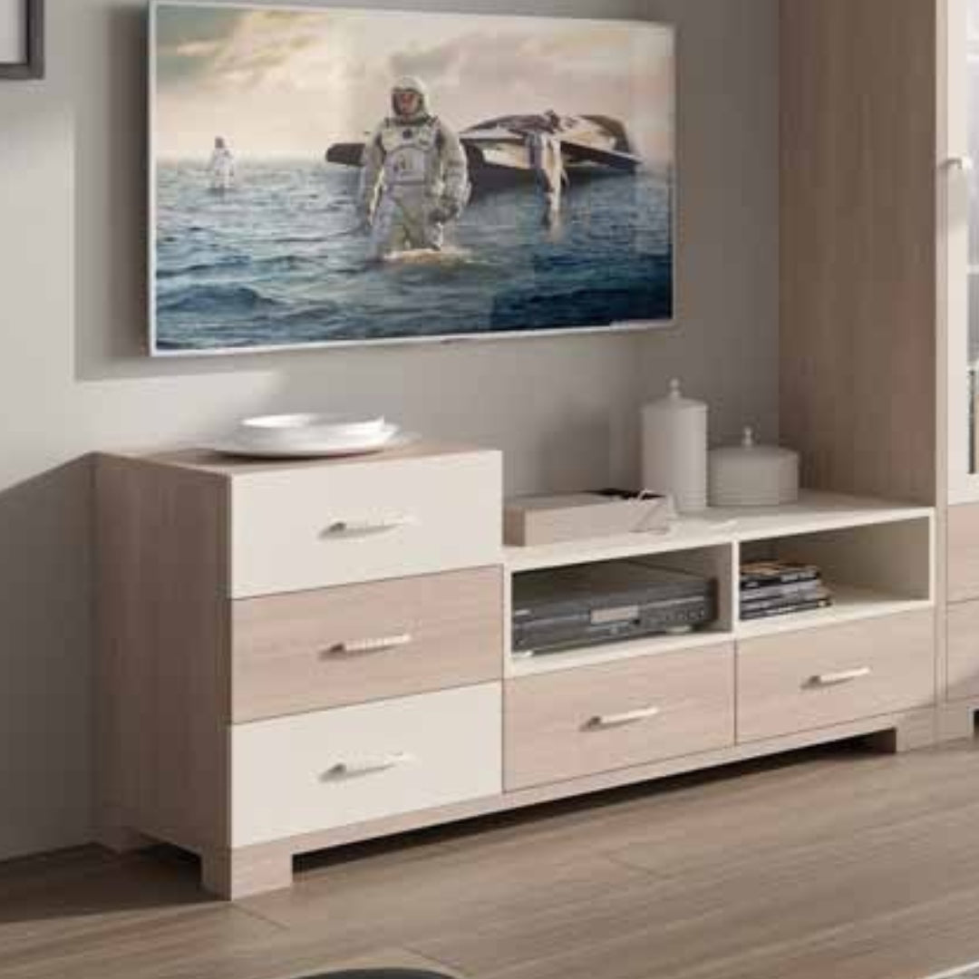 M145 | מזנון קטן לסלון עם מגירות ותאים פתוחים - מזנון בלבד   - אשריאן | ASHERIAN