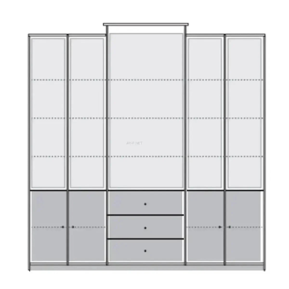 נאור | ארון ספרים יוקרתי מעץ סנדוויץ' ברוחב 2.20 מ' -    - אשריאן | ASHERIAN