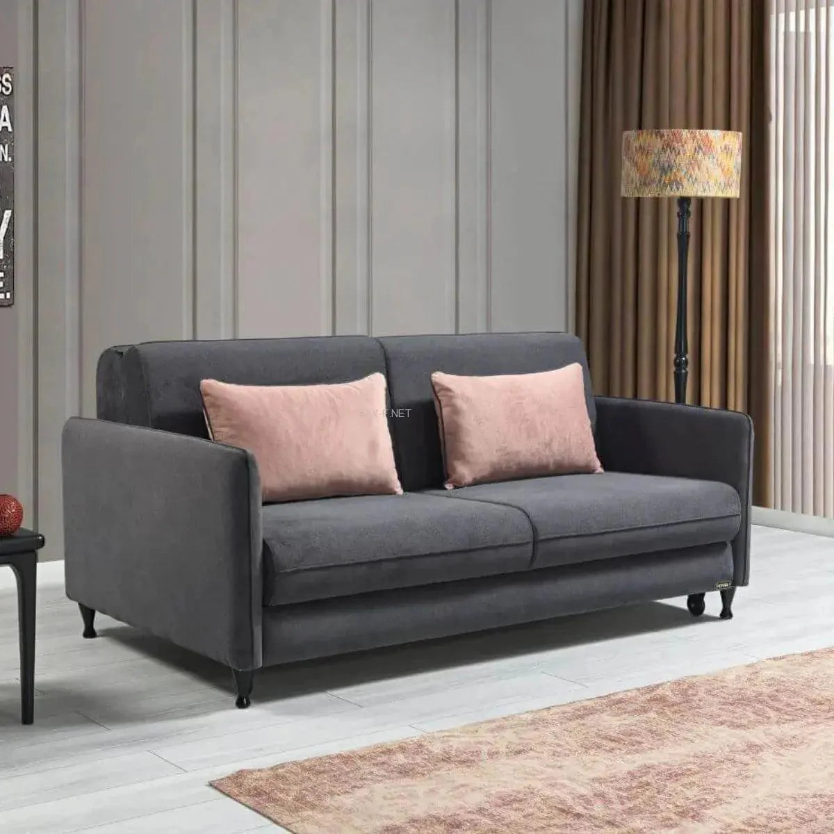 Napoli | ספה דו מושבית איכותית נפתחת למיטה זוגית - אפור כהה   - אשריאן | ASHERIAN