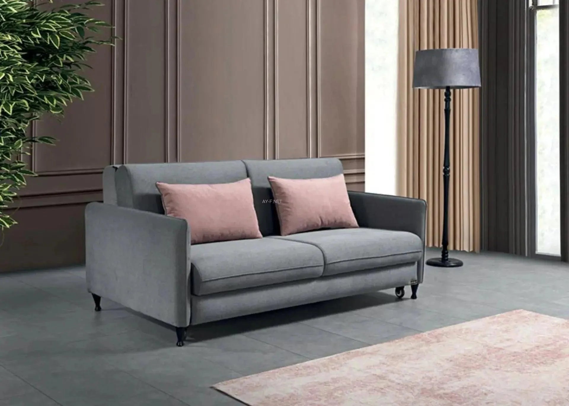 Napoli | ספה דו מושבית איכותית נפתחת למיטה זוגית - אפור בהיר   - אשריאן | ASHERIAN