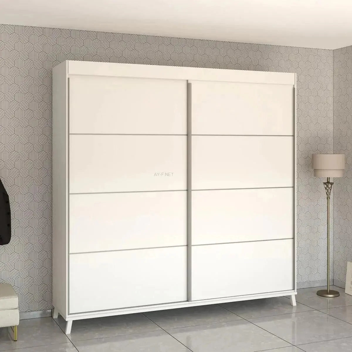 Narkis נרקיס | ארון הזזה איכותי עם 2 דלתות ובמת רגליים MDF -    - אשריאן | ASHERIAN