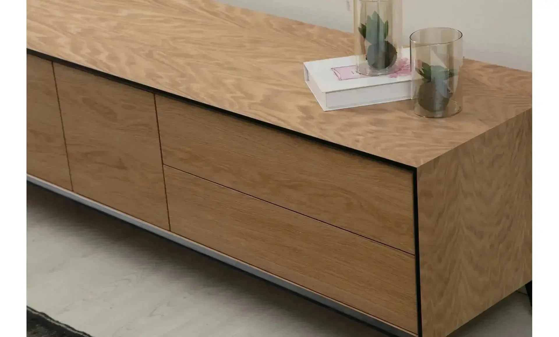 NATURA | מזנון עץ מודרני לסלון עם מסגרת שחורה -    - אשריאן | ASHERIAN