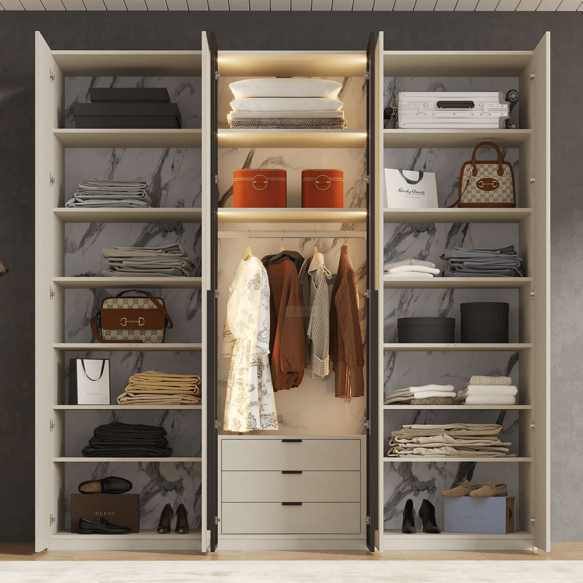 NOVA | ארון פתיחה מודרני עם תאורה פנימית בעיצוב נקי