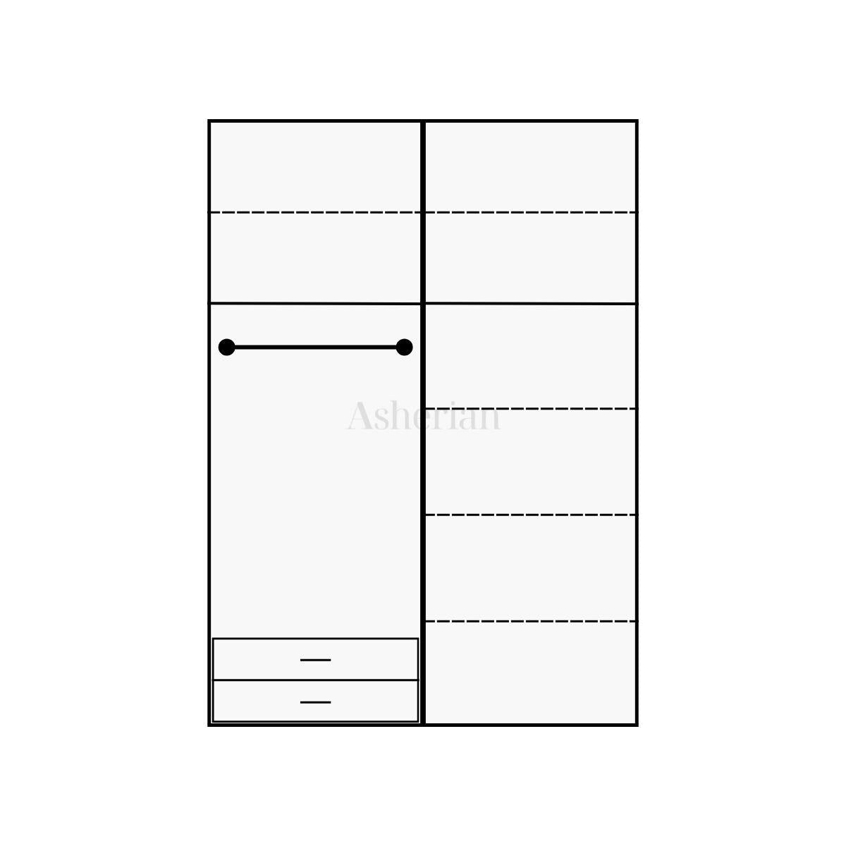NYX | ארון מעוצב דלתות זכוכית כהה מסגרת אלגנטית ומגירות - פתיחה