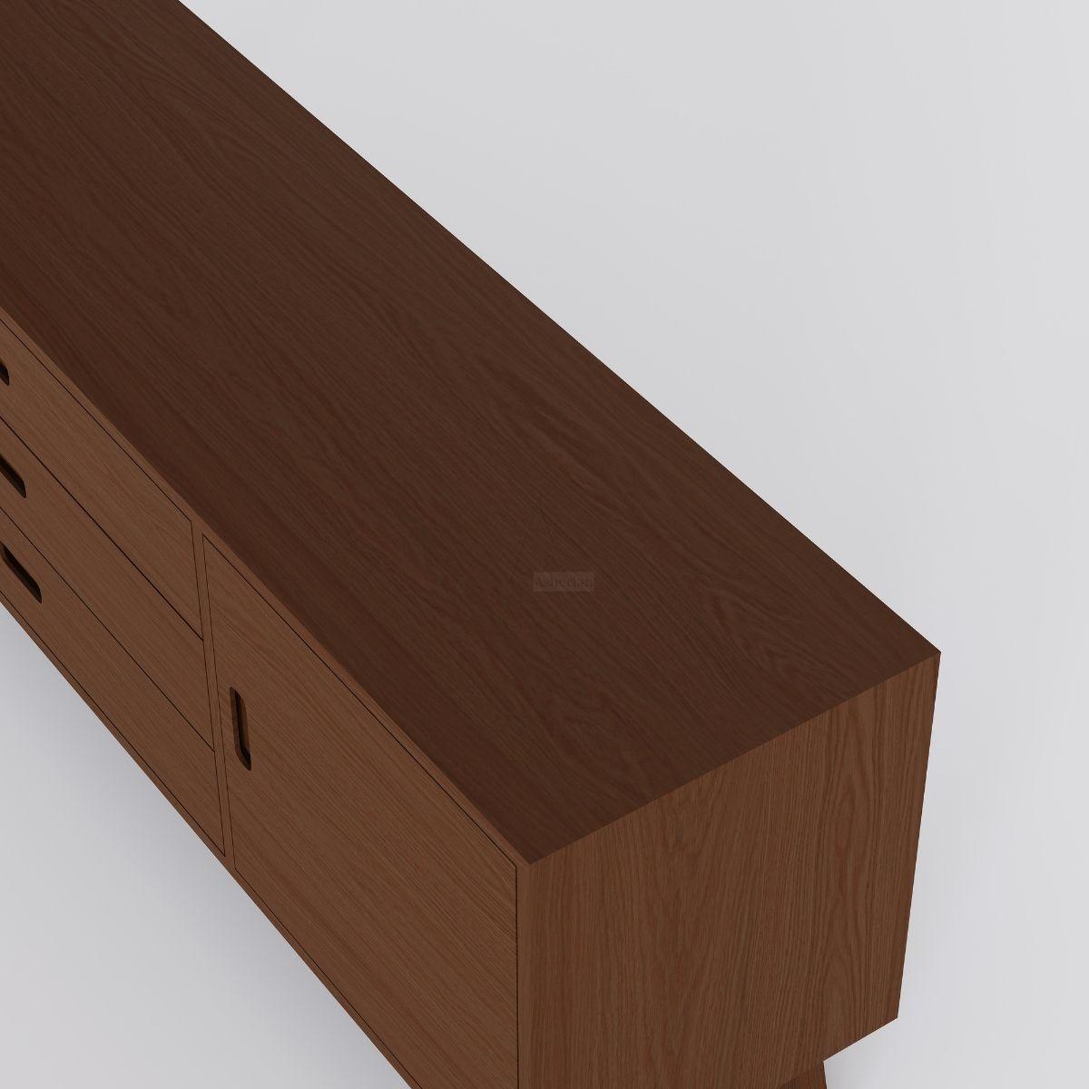 OAKNUT | מזנון רטרו עם מגירות דלתות ורגל עץ מלא