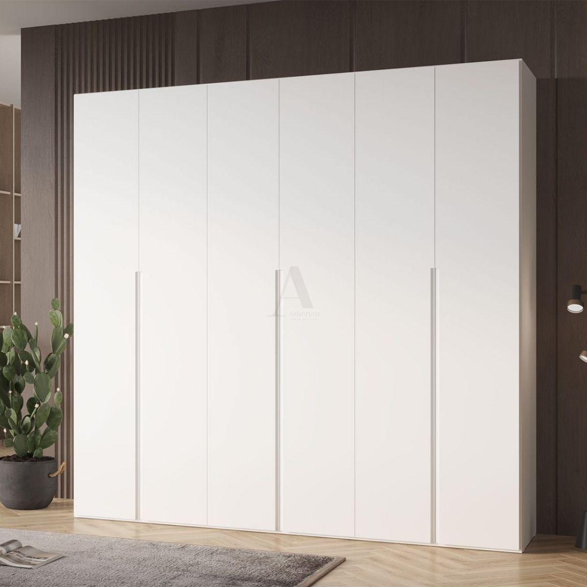 PLATINA | ארון פתיחה מודרני עם דלתות צבע וידיות אינטגרליות - 240 ס״מ - 6 / לבן