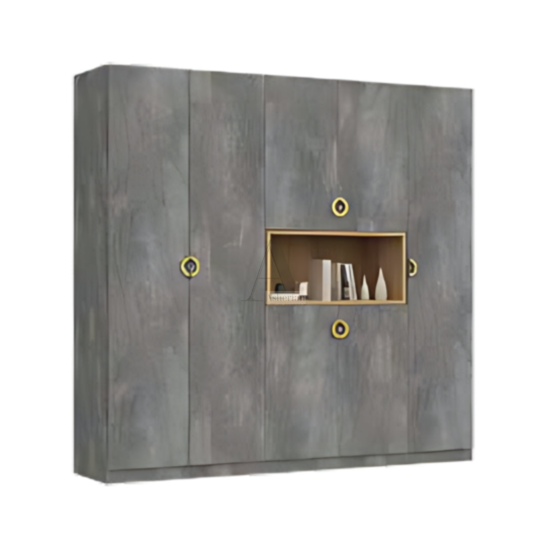 POKET | ארון פתיחה בעיצוב נקי עם נישה - 200 ס"מ - 5 דלתות   - אשריאן | ASHERIAN