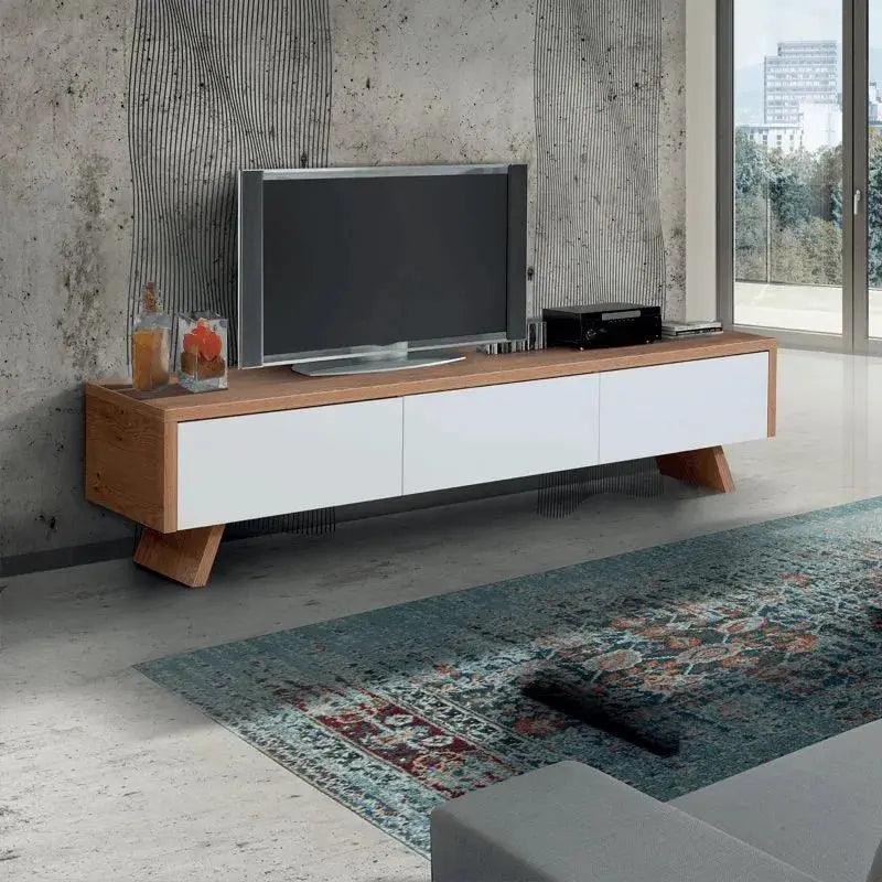 REGEV | שולחן סלון מעוצב עם מגירות ורגלי עץ -    - אשריאן | ASHERIAN