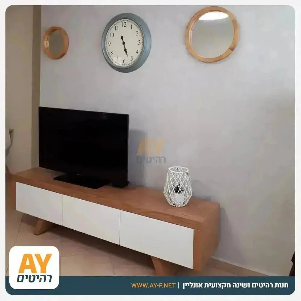 REGEV | סט מזנון ושולחן לסלון בעיצוב נקי עם רגלי עץ -    - אשריאן | ASHERIAN