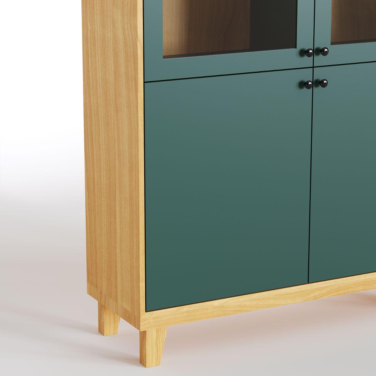 REVEN | ויטרינה סקנדינבית גבוהה עם זכוכית שקופה ופורניר עץ - 90 ס״מ - ארון