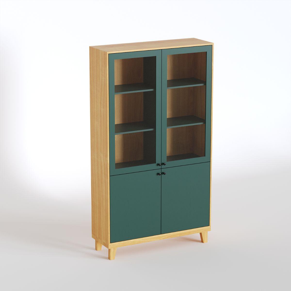 REVEN | ויטרינה סקנדינבית גבוהה עם זכוכית שקופה ופורניר עץ - 90 ס״מ - ארון