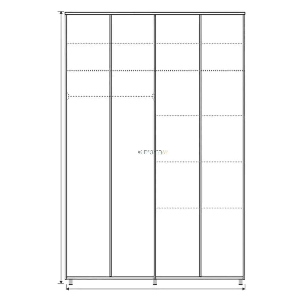 Rina | ארון בגדים איכותי מסנדוויץ' עם 4 דלתות ובמת רגליים -    - אשריאן | ASHERIAN