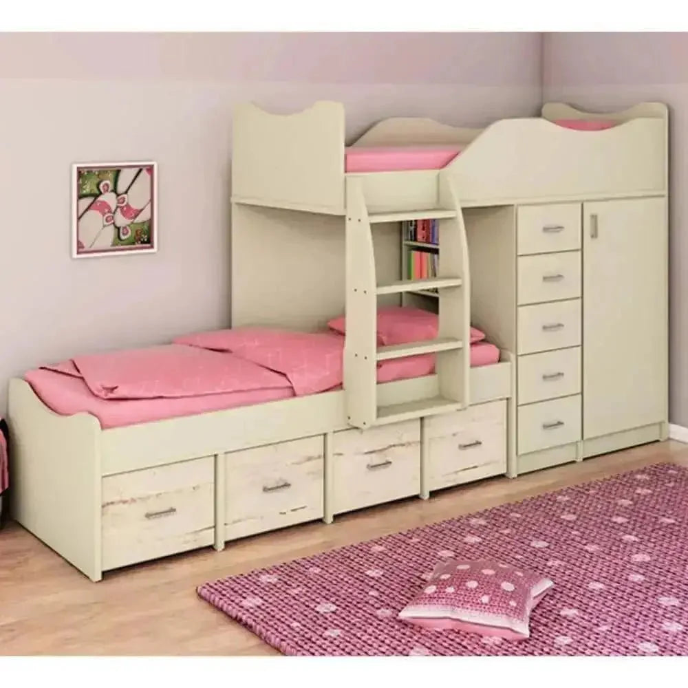 רומי | מיטת קומותיים רכבת עם ארון ומגירות אחסון -    - אשריאן | ASHERIAN