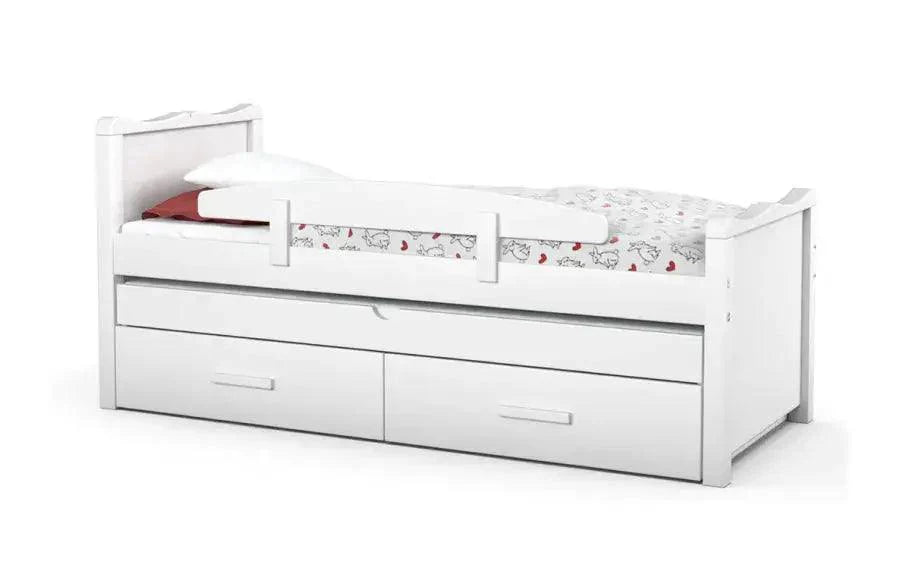 RONA | מיטת ילדים בעיצוב הורס עם מיטת חבר, מעקה ומזרנים במתנה! תוצרת רהיטי עין חרוד - לבן 90/190 ס״מ  - אשריאן | ASHERIAN