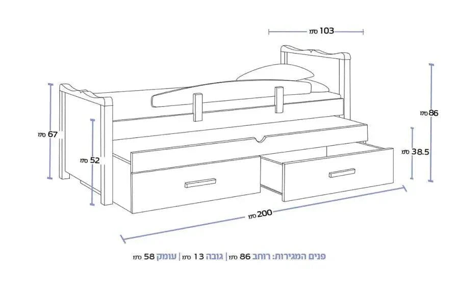 RONA | מיטת ילדים בעיצוב הורס עם מיטת חבר, מעקה ומזרנים במתנה! תוצרת רהיטי עין חרוד -    - אשריאן | ASHERIAN