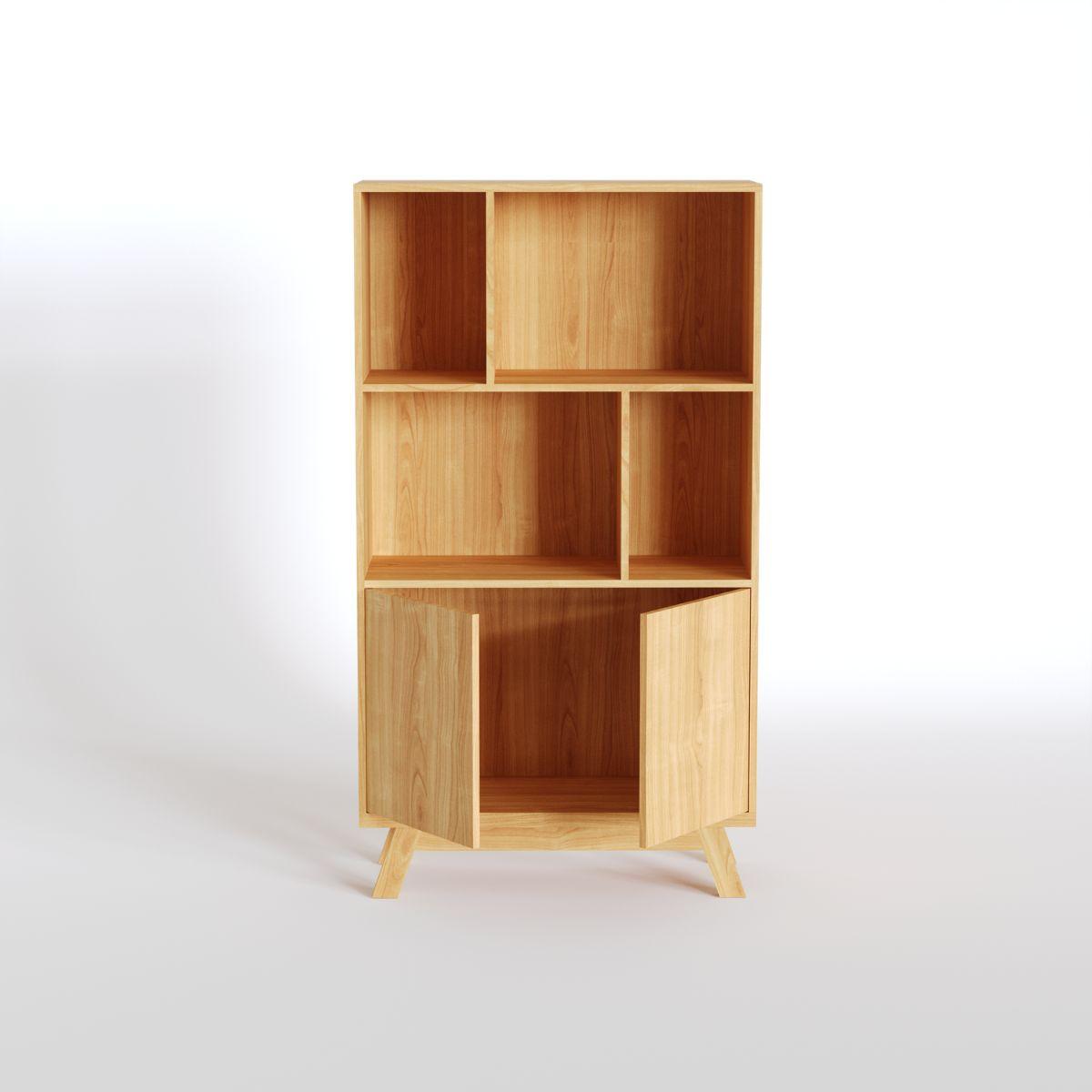 RUNE | יחידת מדפים מעץ עם דלתות אחסון טאץ׳ - 90 ס״מ