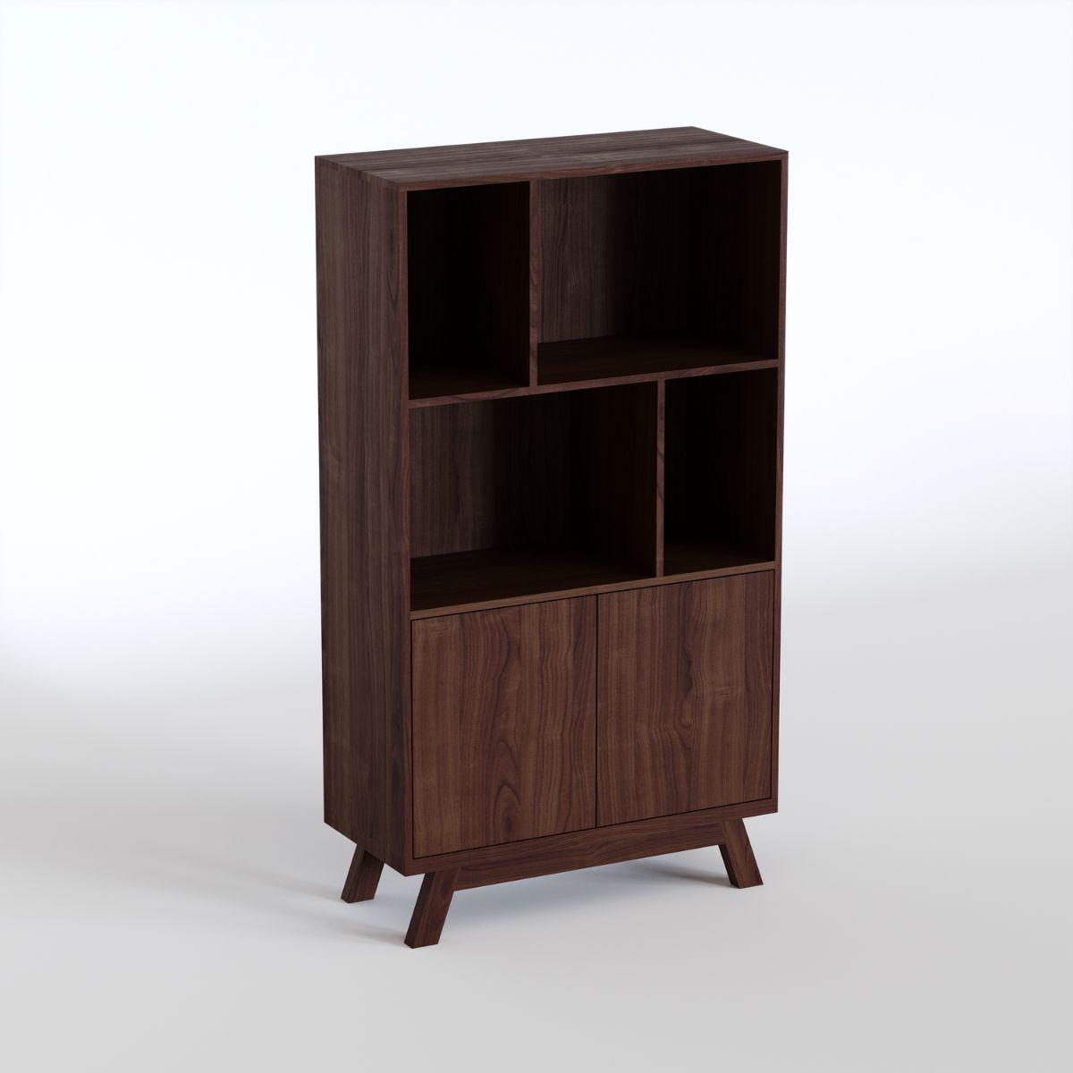 RUNE | יחידת מדפים מעץ עם דלתות אחסון טאץ׳ - 90 ס״מ