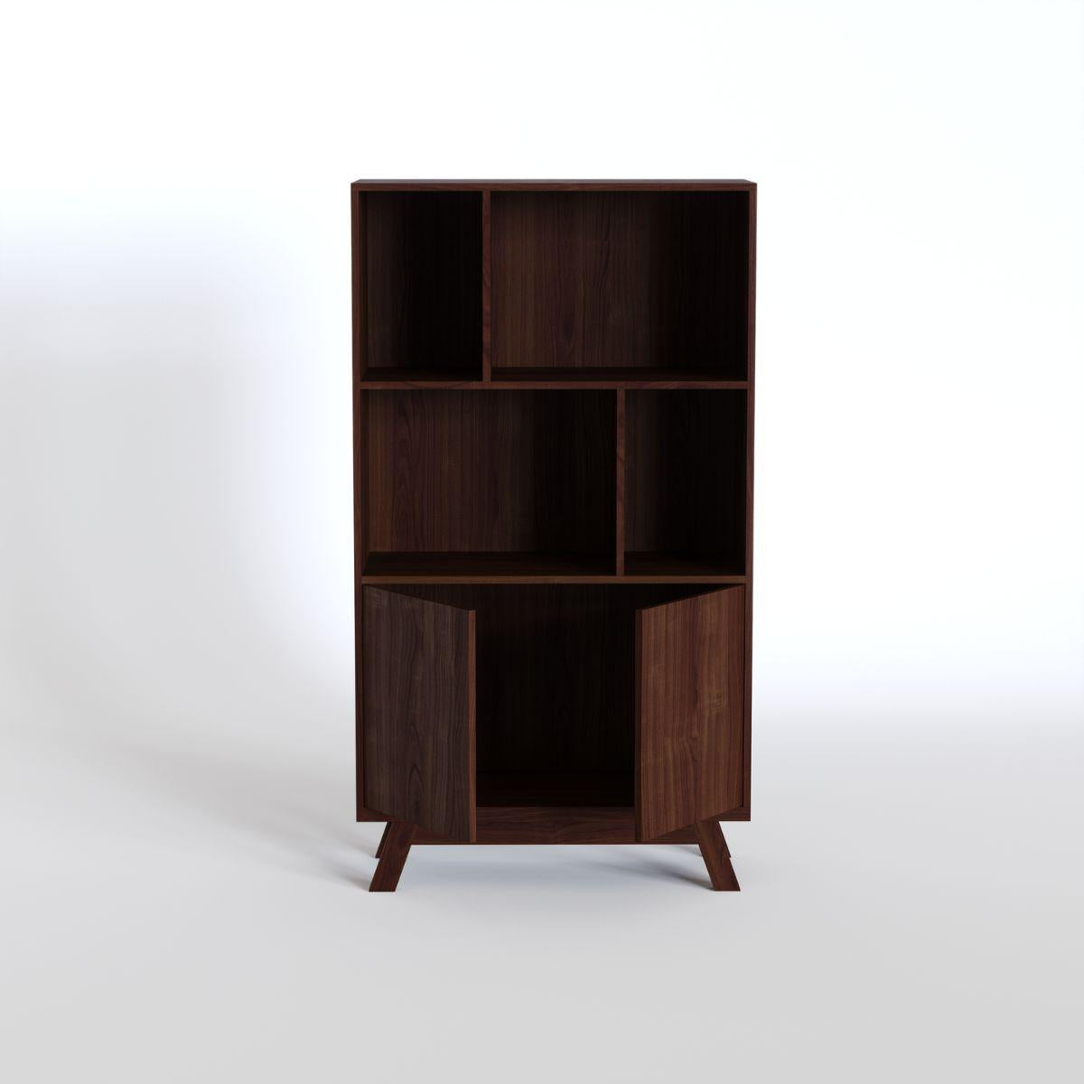 RUNE | יחידת מדפים מעץ עם דלתות אחסון טאץ׳ - 90 ס״מ