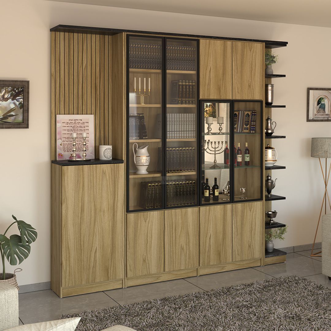 SANTO | ספריית יוקרה מודרנית עם ויטרינה, מראה ופתיחה בטאץ'