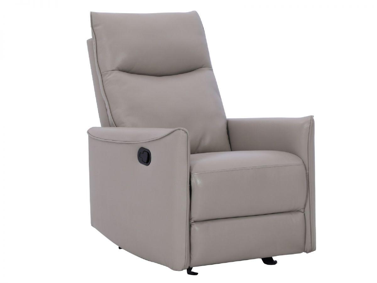 SEOUL | כורסת טלוויזיה חשמלית מעוצבת מעור ד״ר גב - מתנדנד אפור בהיר  - אשריאן | ASHERIAN