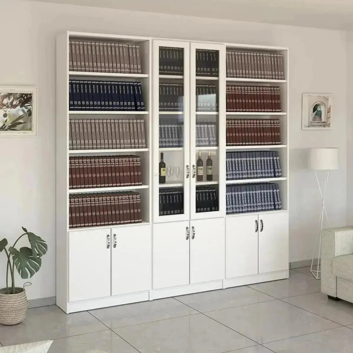 שלווה 242 | ארון ספרים איכותי מסנדוויץ' בשילוב זכוכית -    - אשריאן | ASHERIAN