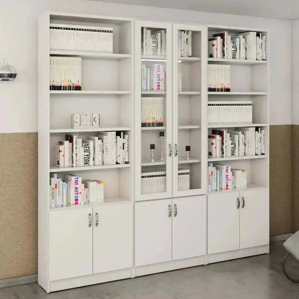 שלווה 242 | ארון ספרים איכותי מסנדוויץ' בשילוב זכוכית -    - אשריאן | ASHERIAN