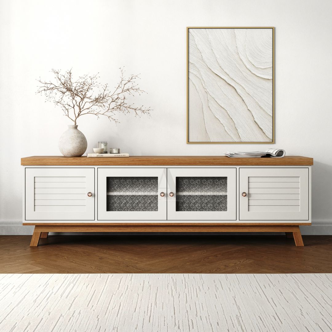 SKY | מזנון וינטאג׳ לסלון עם זכוכית רטרו