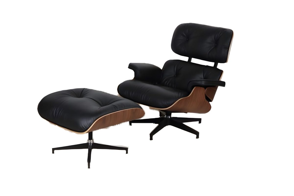 SPEZYAL | כורסה נורדית מעוצבת עם הדום וריפוד עור יוקרתי - אגוז - כורסא