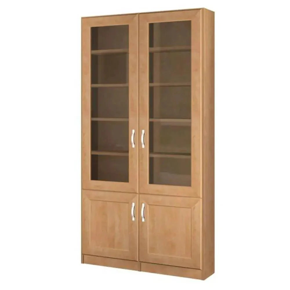 T42 | ארון ספרים מעוצב עם 2 דלתות זכוכית בחלוקה רחבה -    - אשריאן | ASHERIAN