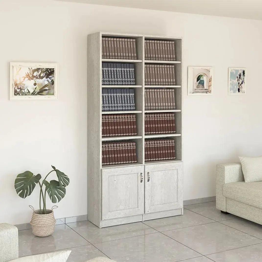 T50 | ארון ספרים מעוצב בחלוקה רחבה עם 2 דלתות תחתונות -    - אשריאן | ASHERIAN