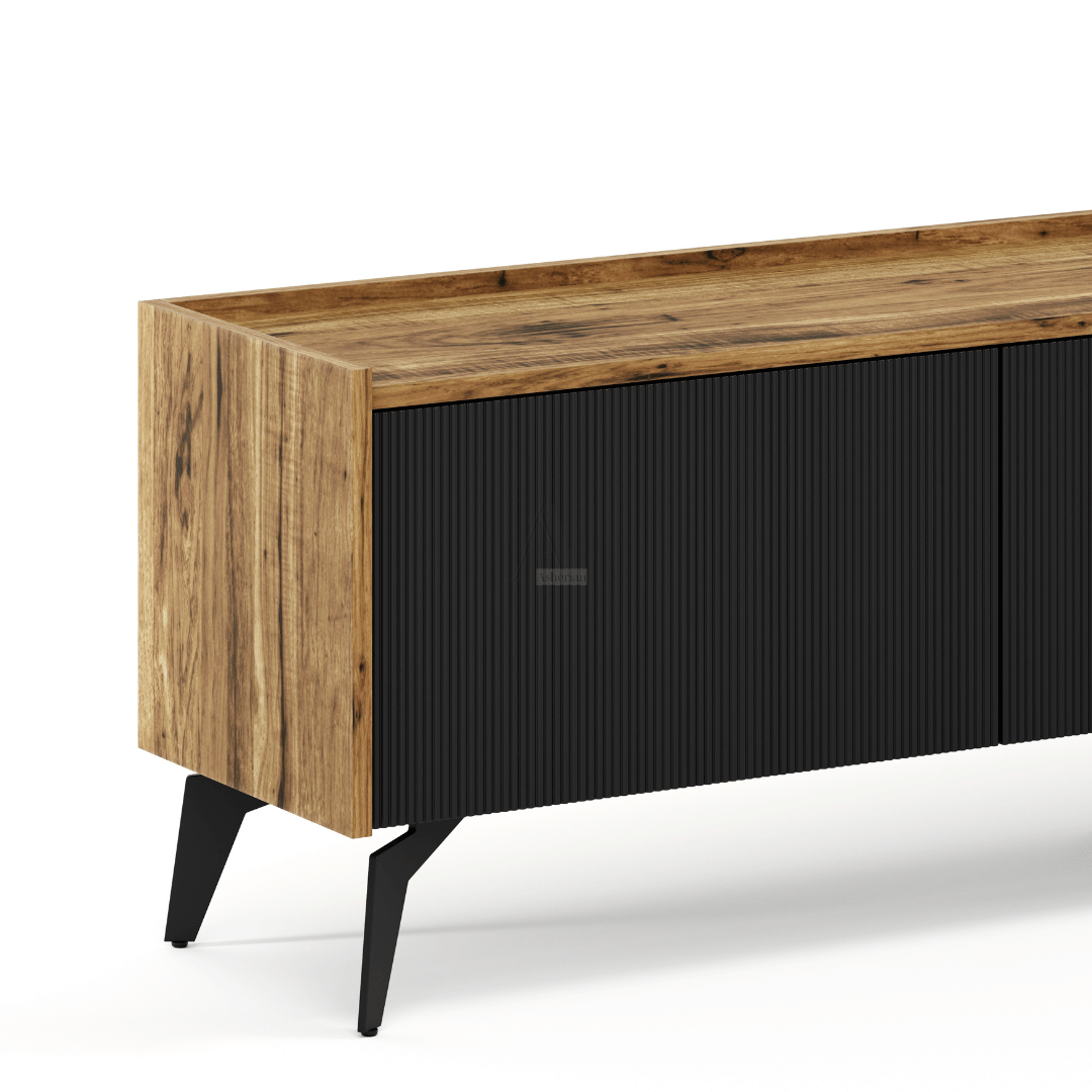 TIMBER | מזנון לסלון בעיצוב מודרני עם חריטות מעוגלות בחזית -    - אשריאן | ASHERIAN