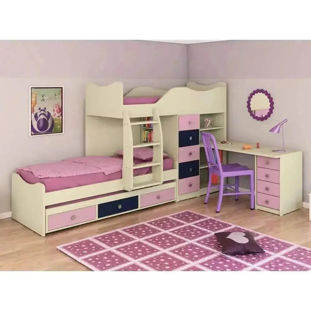 YARIN | מיטת קומותיים רכבת נפתחת עם שולחן כתיבה ומגירות אחסון -    - אשריאן | ASHERIAN