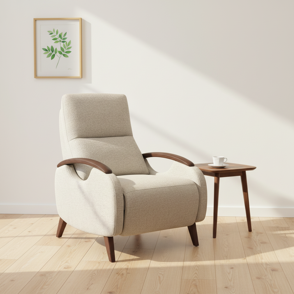 ZERA | כורסת ריקליינר ידנית עם ידיות ורגלי עץ אגוז