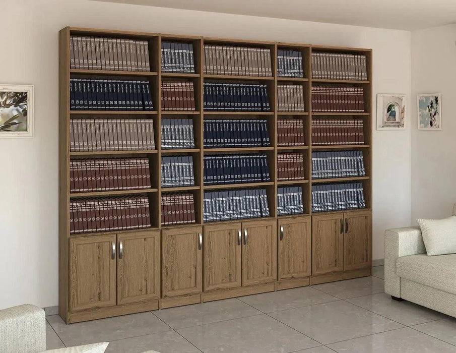 K14 | ארון ספרים איכותי ברוחב 160 ס"מ עם 4 דלתות תחתונות - אשריאן | ASHERIAN