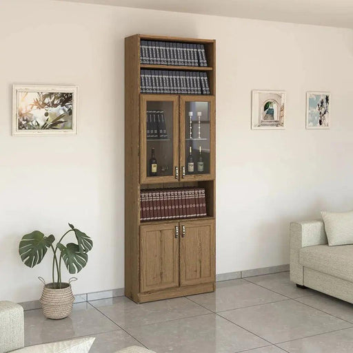K25 | ספריה מעוצבת ברוחב 80 ס"מ עם 2 דלתות זכוכית - אשריאן | ASHERIAN