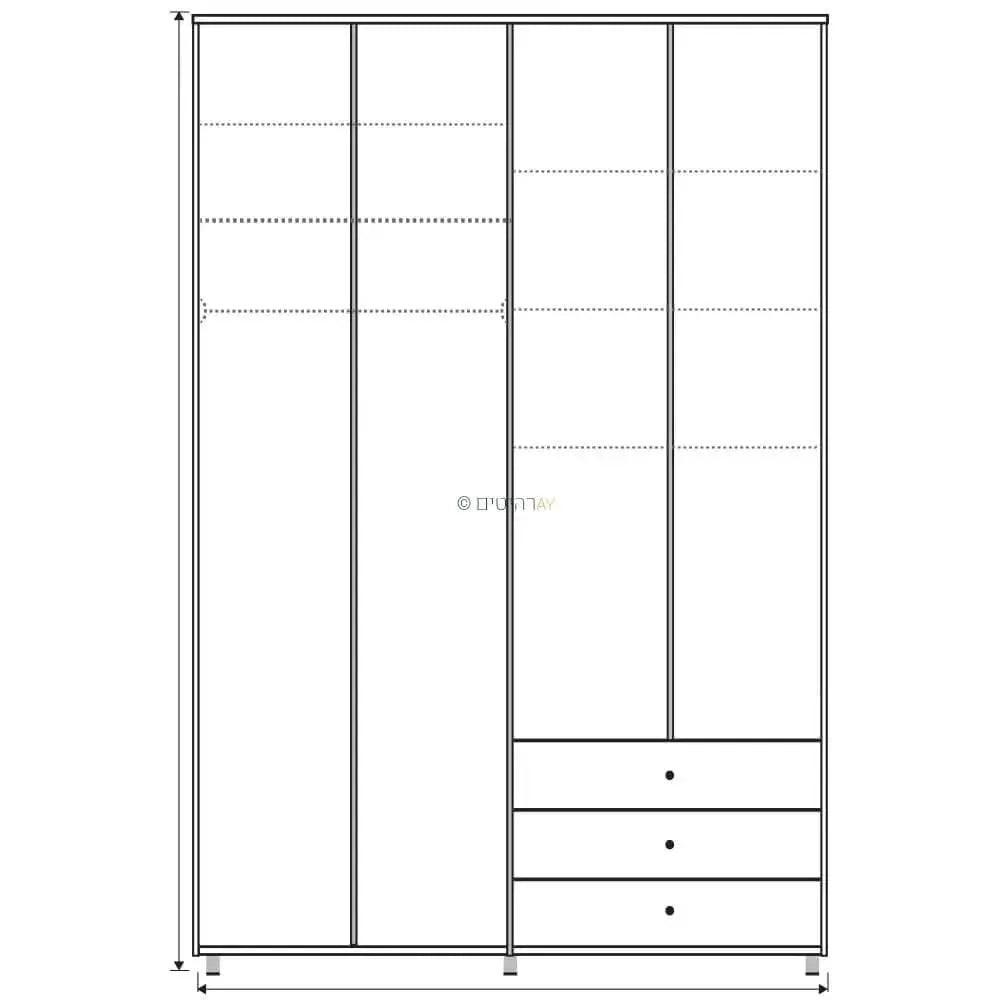Nevo | ארון בגדים איכותי מסנדוויץ' עם 4 דלתות מגירות ובמה -    - אשריאן | ASHERIAN