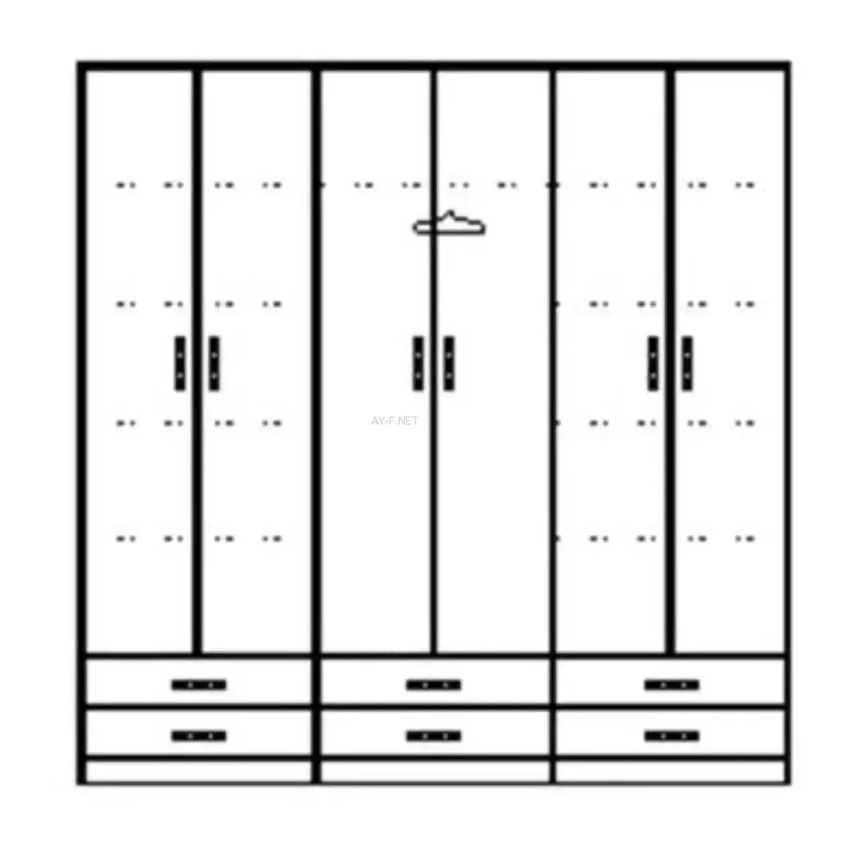 מודולר 2.40 מ' | ארון בגדים איכותי 6 דלתות עם מראות ומגירות - אשריאן רהיטים - אשריאן | ASHERIAN