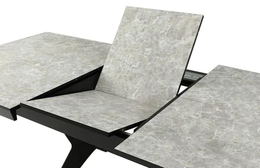 TAKI | שולחן אוכל בעיצוב מודרני עם רגל ברזל ו-2 הגדלות - אשריאן | ASHERIAN
