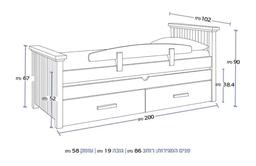 LAGUNA | מיטת ילדים איכותית עם מיטת חבר, מעקה ומזרנים במתנה! תוצרת רהיטי עין חרוד -    - אשריאן | ASHERIAN