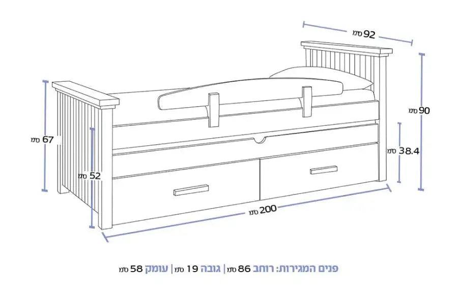 LAGUNA | מיטת ילדים איכותית עם מיטת חבר, מעקה ומזרנים במתנה! תוצרת רהיטי עין חרוד -    - אשריאן | ASHERIAN