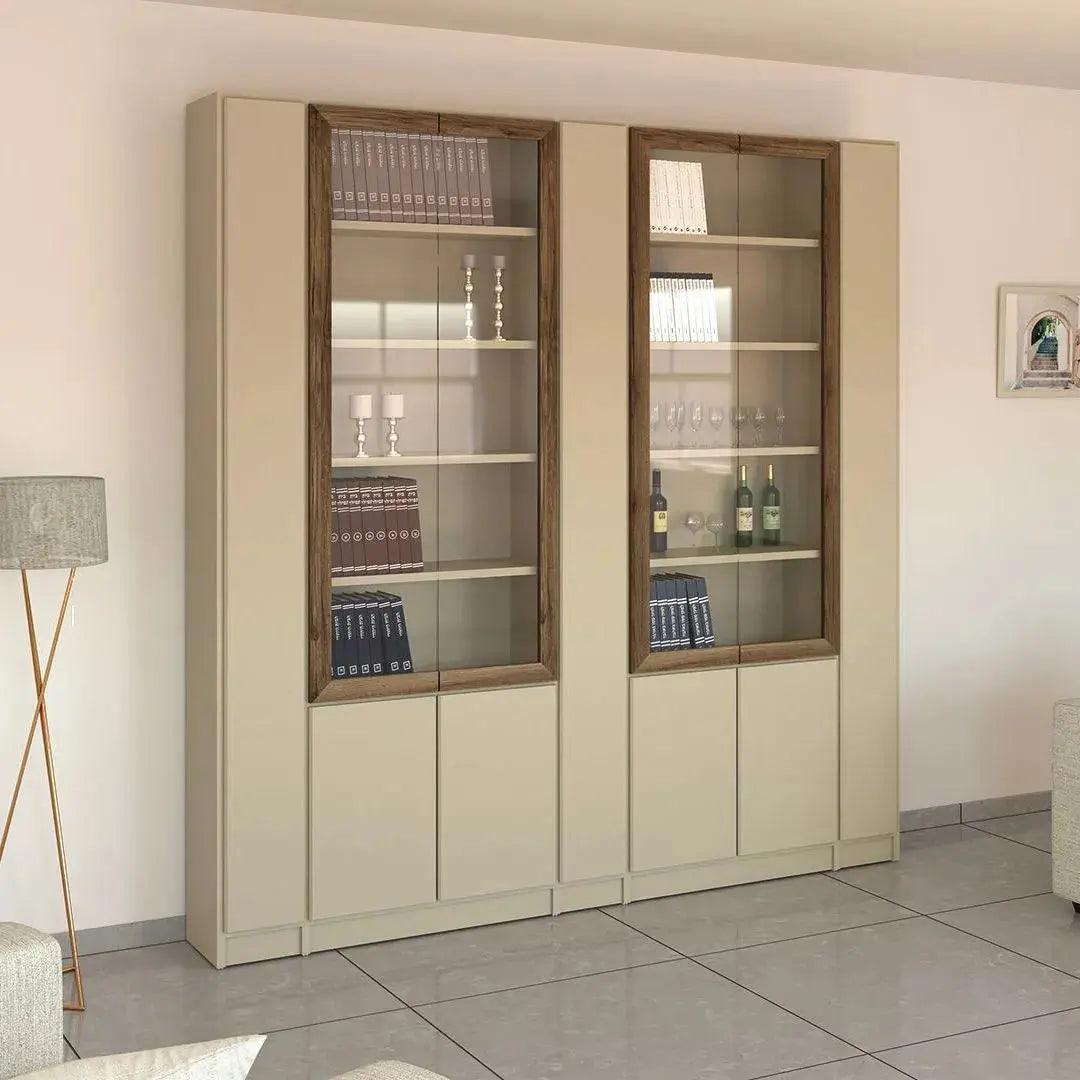 Hermon | ארון מעוצב לסלון בשילוב דלתות זכוכית - 233 ס״מ - 7 דלתות   - אשריאן | ASHERIAN