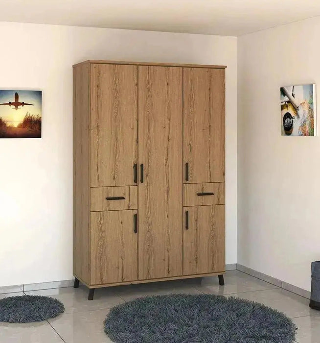 MESSI | ארון 3 דלתות לילדים בחלוקה רחבה עם 2 מגירות ובמה - אשריאן רהיטים - אשריאן | ASHERIAN