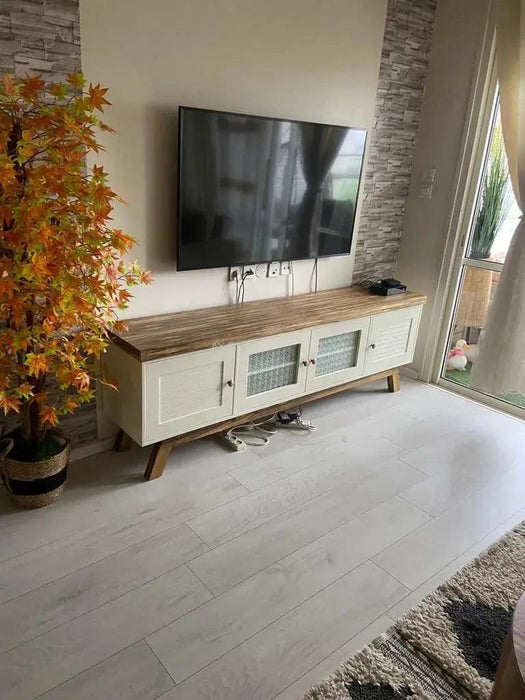 SKY | מזנון וינטאג׳ לסלון עם זכוכית רטרו - אשריאן רהיטים - אשריאן | ASHERIAN
